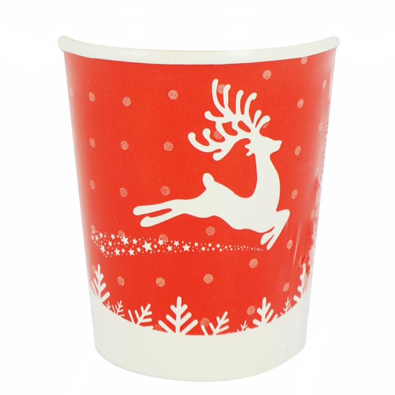 BICCHIERI DI CARTA DI NATALE ROSSO CON RENNA 200PZ 200CC