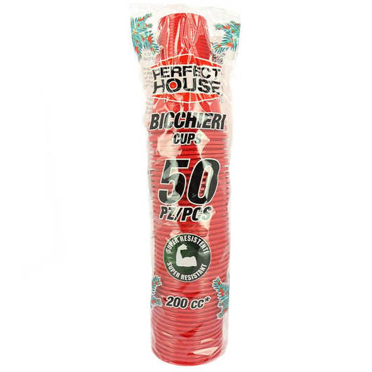 BICCHIERI DI PLASTICA ROSSI NATALE SUPER RESISTENTI 200CC 200PZ
