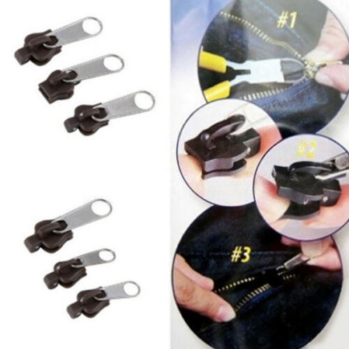 ZIP CERNIERA UNIVERSALE 6 PEZZI 3 DIMENSIONI FIX ZIPPER RIPARAZIONE IMMEDIATA