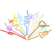 CANNUCCE CURVE 12 PZ. IN PLASTICA MULTICOLORE VARIE FORME PER FESTE BAMBINI