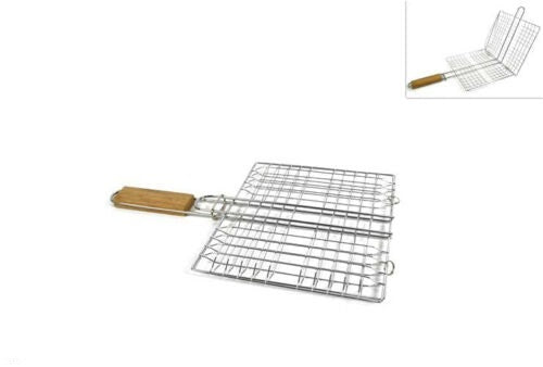 GRIGLIA GRATICOLA PER BARBECUE GRILL PESCE CARNE CHIUSURA A CONCHIGLIA