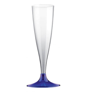 BICCHIERI CALICI FLUTE IN PLASTICA TRASPARENTE GAMBO BLU 6 PEZZI CHAMPAGNE