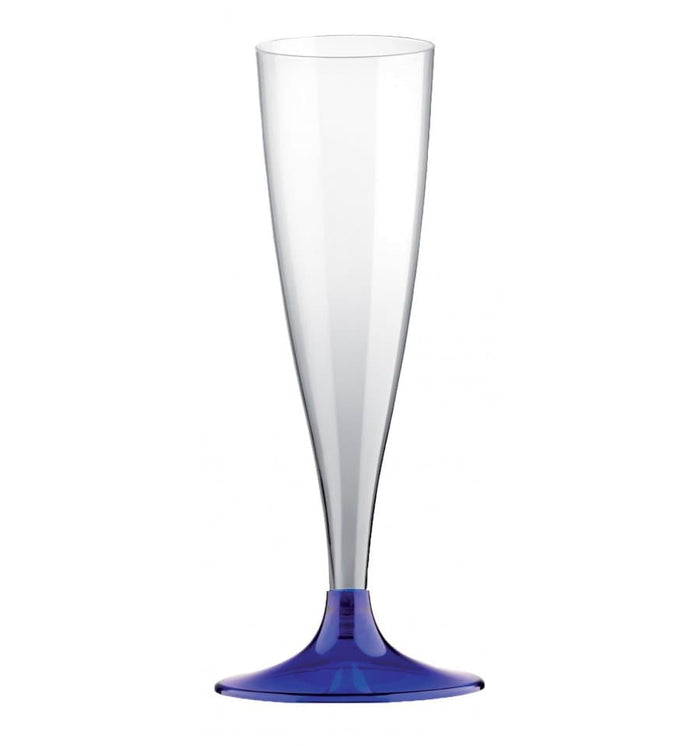BICCHIERI CALICI FLUTE IN PLASTICA TRASPARENTE GAMBO BLU 6 PEZZI CHAMPAGNE