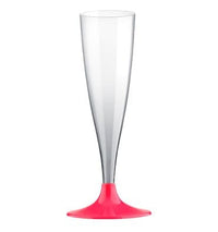 BICCHIERI CALICI FLUTE IN PLASTICA TRASPARENTE GAMBO ROSA 12 PEZZI CHAMPAGNE