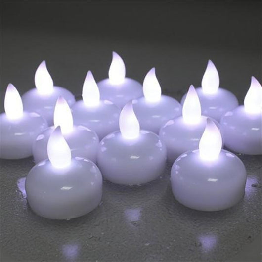 CANDELE GALLEGGIANTI LED BIANCO FREDDO A BATTERIA ACQUA SENSORE 12 PZ. SENZA FIAMMA MATRIMONIO COMPLEANNO SAN VALENTINO