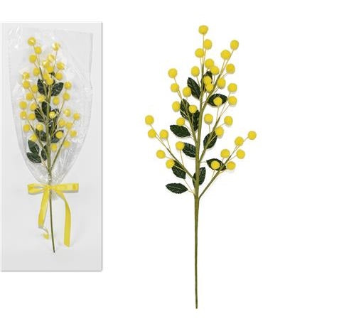RAMO MIMOSA FINTA 6PCS 38CM FIORI PER FESTA DELLA DONNA RAMETTI IDEA REGALO