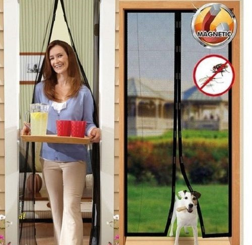 ZANZARIERA NERO MAGNETICA PORTA FINESTRA CHIUSURA ANTI ZANZARE CALAMITA TENDA 140x240cm