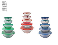 Set 5 CONTENITORI Cibo Vetro CONSERVA Alimenti con COPERCHI Cucina IMPILABILE