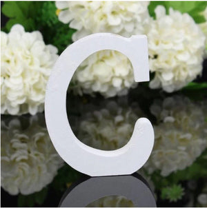 LETTERA "C" IN LEGNO BIANCO 12CM ALFABETO MATRIMONI COMPLEANNI DECORAZIONI FESTA