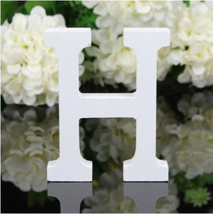 LETTERA "H" IN LEGNO BIANCO 12CM ALFABETO MATRIMONI COMPLEANNI DECORAZIONI FESTA