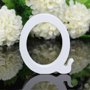 LETTERA "Q" IN LEGNO BIANCO 12CM ALFABETO MATRIMONI COMPLEANNI DECORAZIONI FESTA