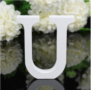 LETTERA "U" IN LEGNO BIANCO 12CM ALFABETO MATRIMONI COMPLEANNI DECORAZIONI FESTA