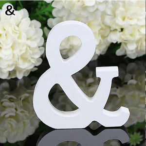 LETTERA "&" IN LEGNO BIANCO 12CM ALFABETO MATRIMONI COMPLEANNI DECORAZIONI FESTA