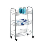 CARRELLO PORTA VERDURE A 3 PIANI IN ALLUMINIO CON RUOTE INTERAMENTE BIANCO CUCINA