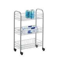 CARRELLO PORTA VERDURE A 3 PIANI IN ALLUMINIO CON RUOTE INTERAMENTE BIANCO CUCINA