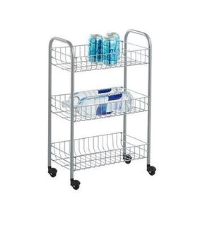 CARRELLO PORTA VERDURE A 3 PIANI IN ALLUMINIO CON RUOTE INTERAMENTE BIANCO CUCINA