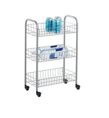 CARRELLO PORTA VERDURE A 3 PIANI IN ALLUMINIO CON RUOTE INTERAMENTE BIANCO CUCINA