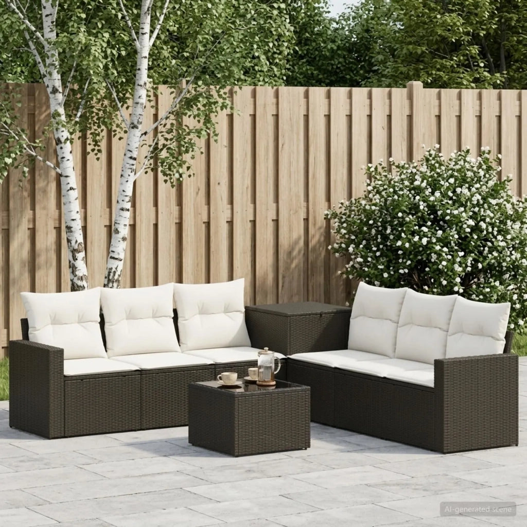 Set di divani 8 pz Nero e Bianco Crema 3448315