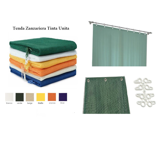 TENDA ZANZARIERA TINTA UNITA AD ANELLI PORTA INGRESSO DA ESTERNO E INTERNO COLORI ESTIVI TENDA RETE 150x250cm Colore: Arancione