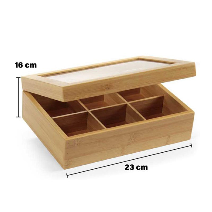 SCATOLA IN BAMBOO CON DIVISORI 23X16CM