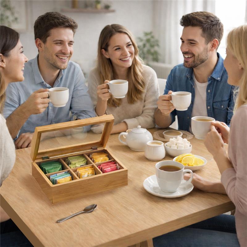 SCATOLA IN BAMBOO CON DIVISORI 23X16CM