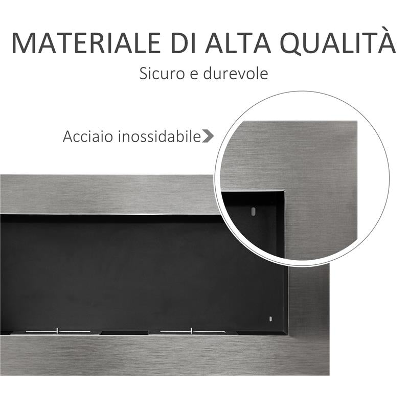 CAMINO A BIOETANOLO REALIZZATO IN ACCIAIO INOX CON 2 BRUCIATORI 1.5LT 110X54X14CM