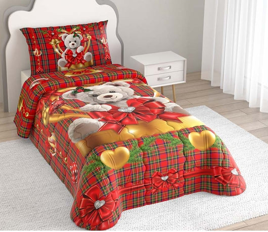 IRGE - Trapunta singola Teddy Christmas Natale Digitale Piazzata 170 x 260