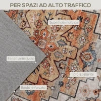 Tappeto Bohemien Antiscivolo e Lavabile a Pelo Corto per Soggiorno e Camera, 230x160 cm, Marrone