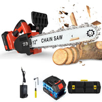 Motosega a Batteria 12 Pollici Elettrica Senza Fili 900w con Valigia Giardinaggio Fai Da Te