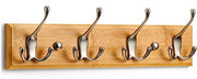 Appoggio Parete in Legno con 4 Ganci a Mat-Nickel - 42 cm