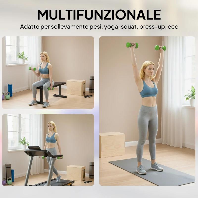 SET 4 MANUBRI ESAGONALI DA 20 KG TOTALI IN ACCIAIO E PU DA 1 A 4KG MULTICOLORE
