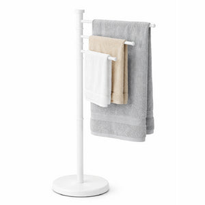 Piantana da Bagno Porta Asciugamani in Acciaio Inox Smaltato Bianco 3 Braccia Girevoli