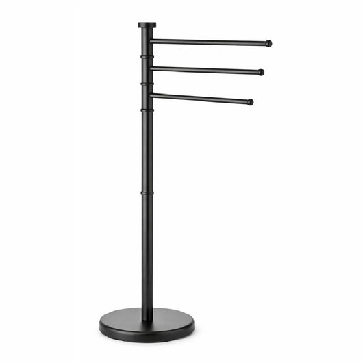 Piantana da Bagno Porta Asciugamani in Acciaio Inox Smaltato Nero 3 Braccia Girevoli