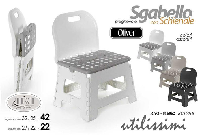 SGABELLO OLIVER CON SCHIENALE 29 X 22 X 22 CM ASSORTITO
