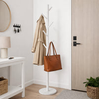 Appendiabiti in Metallo con Base in Marmo Bianco 174 cm Moderno con 6 Ganci