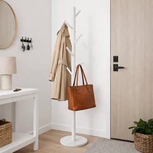 Appendiabiti in Metallo con Base in Marmo Bianco 174 cm Moderno con 6 Ganci