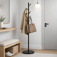 Appendiabiti in Metallo con Base in Marmo Nero 174 cm Moderno con 6 Ganci