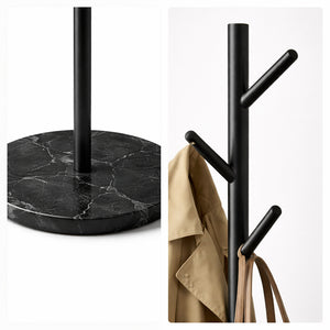 Appendiabiti in Metallo con Base in Marmo Nero 174 cm Moderno con 6 Ganci