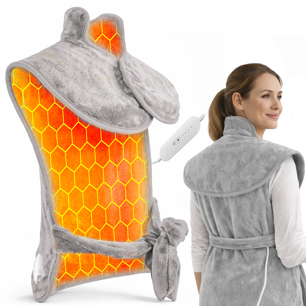 Mantellina Termoforo Elettrico Schiena e Collo con Telecomando 4 Livelli Calore