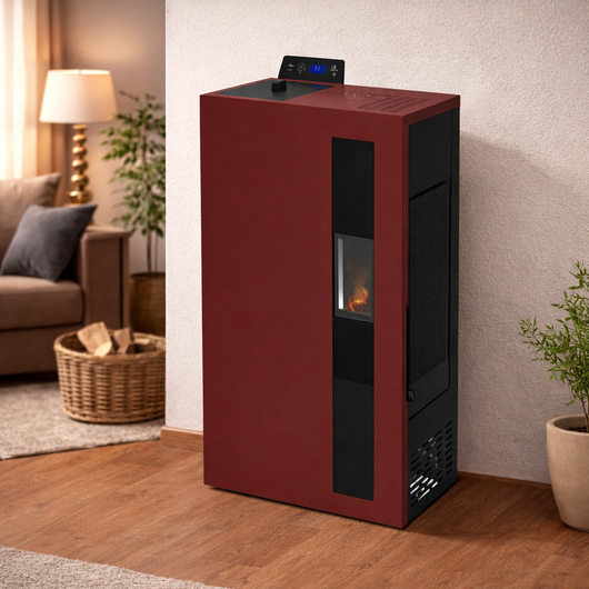 STUFA A PELLET SLIM BRONTE 5 – BIANCO / ANTRACITE / BORDEAUX COMPATTA ED EFFICIENTE COLORE: BORDEAUX