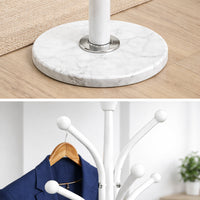 Appendiabiti in Metallo con Base in Pietra Bianco 176 cm Moderno con 13 Ganci