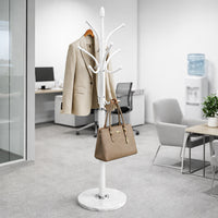 Appendiabiti in Metallo con Base in Pietra Bianco 176 cm Moderno con 13 Ganci