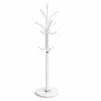 Appendiabiti in Metallo con Base in Pietra Bianco 176 cm Moderno con 13 Ganci