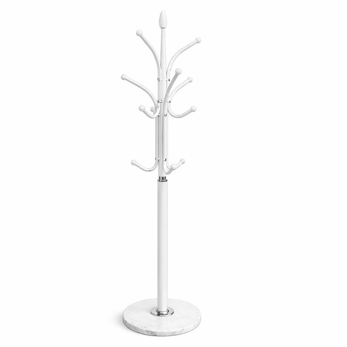 Appendiabiti in Metallo con Base in Pietra Bianco 176 cm Moderno con 13 Ganci