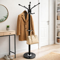 Appendiabiti in Metallo con Base in Pietra Nero 174 cm Moderno con 16 Ganci