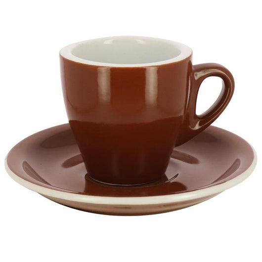 SET DA 12 TAZZINE CAFFE' CON PIATTINO MARRONI MOKA 88 CC 6 X 6,5H CM