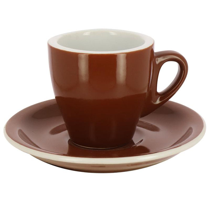 SET DA 12 TAZZINE CAFFE' CON PIATTINO MARRONI MOKA 88 CC 6 X 6,5H CM