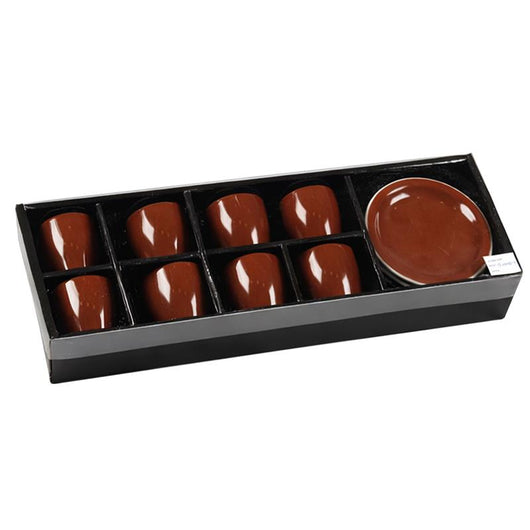 SET DA 12 TAZZINE CAFFE' CON PIATTINO MARRONI MOKA 88 CC 6 X 6,5H CM