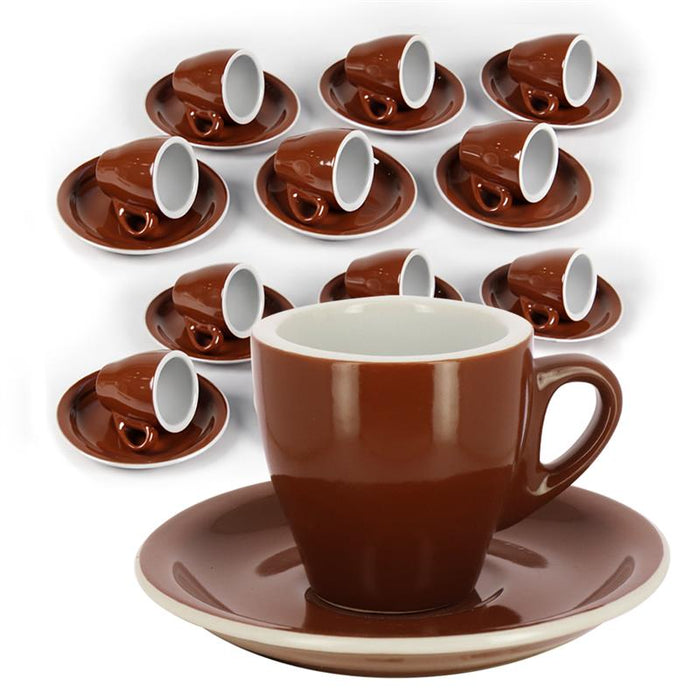 SET DA 12 TAZZINE CAFFE' CON PIATTINO MARRONI MOKA 88 CC 6 X 6,5H CM