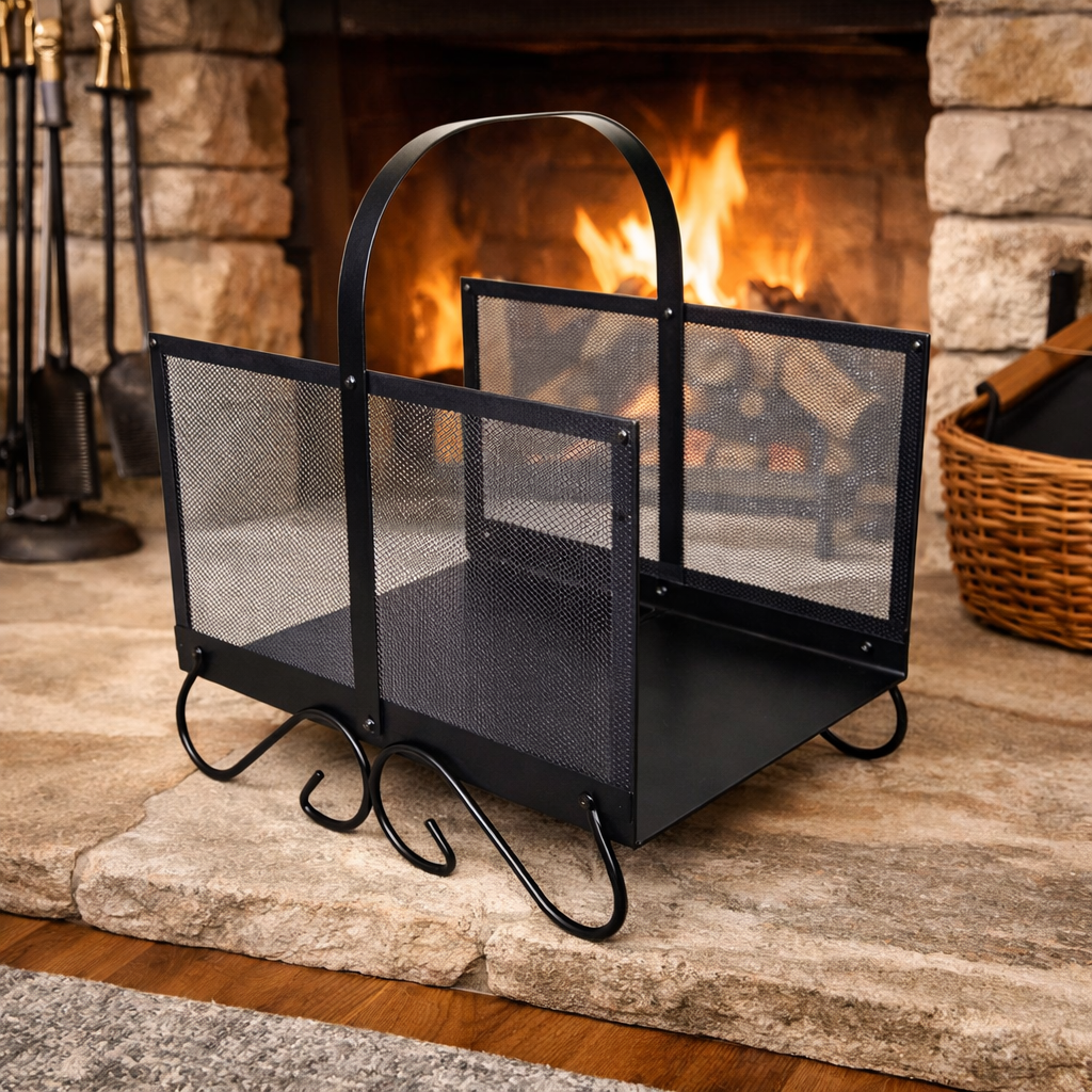 Portalegna per Camino da Interno 41x33xH48 cm IN ACCIAIO VERNICIATO